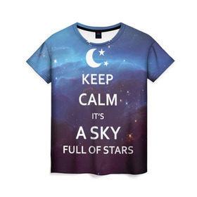 Женская футболка 3D с принтом A sky full of stars в Екатеринбурге, 100% полиэфир ( синтетическое хлопкоподобное полотно) | прямой крой, круглый вырез горловины, длина до линии бедер | 