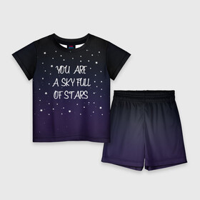 Детский костюм с шортами 3D с принтом Sky в Екатеринбурге,  |  | chris martin | coldplay | night | sky | stars | звезды | колдплей | крис мартин | небо