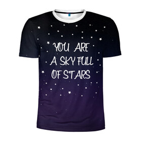 Мужская футболка 3D спортивная с принтом Sky в Екатеринбурге, 100% полиэстер с улучшенными характеристиками | приталенный силуэт, круглая горловина, широкие плечи, сужается к линии бедра | chris martin | coldplay | night | sky | stars | звезды | колдплей | крис мартин | небо