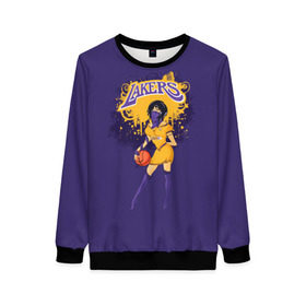 Женский свитшот 3D с принтом Lakers в Екатеринбурге, 100% полиэстер с мягким внутренним слоем | круглый вырез горловины, мягкая резинка на манжетах и поясе, свободная посадка по фигуре | basketball | cheerleader | girl | lakers | nba | street