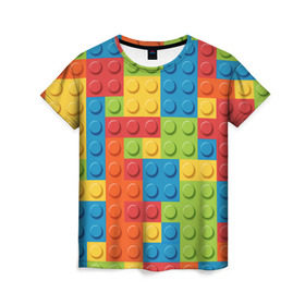 Женская футболка 3D с принтом Лего в Екатеринбурге, 100% полиэфир ( синтетическое хлопкоподобное полотно) | прямой крой, круглый вырез горловины, длина до линии бедер | lego | tetris | детальки | лего | разноцветные