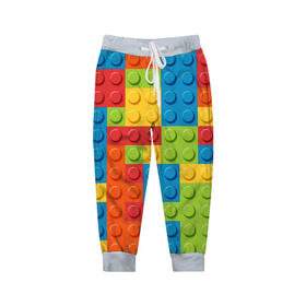 Детские брюки 3D с принтом Лего в Екатеринбурге, 100% полиэстер | манжеты по низу, эластичный пояс регулируется шнурком, по бокам два кармана без застежек, внутренняя часть кармана из мелкой сетки | lego | tetris | детальки | лего | разноцветные