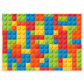 Поздравительная открытка с принтом Лего в Екатеринбурге, 100% бумага | плотность бумаги 280 г/м2, матовая, на обратной стороне линовка и место для марки
 | lego | tetris | детальки | лего | разноцветные