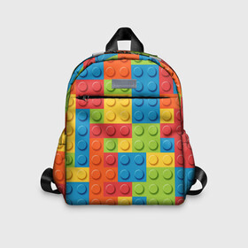 Детский рюкзак 3D с принтом Лего в Екатеринбурге, 100% полиэстер | лямки с регулируемой длиной, сверху петелька, чтобы рюкзак можно было повесить на вешалку. Основное отделение закрывается на молнию, как и внешний карман. Внутри дополнительный карман. По бокам два дополнительных кармашка | Тематика изображения на принте: lego | tetris | детальки | лего | разноцветные
