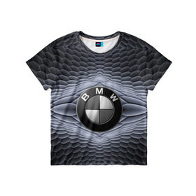 Детская футболка 3D с принтом BMW шестигранный фон в Екатеринбурге, 100% гипоаллергенный полиэфир | прямой крой, круглый вырез горловины, длина до линии бедер, чуть спущенное плечо, ткань немного тянется | bmw | авто | автомобиль | блатная | бмв | бумер | бэха | геометрия | иномарка | концерн | красивая | марка немецкая | машина | прикольная | пузыри | расцветка | солдат | тачила | форм | шестигранники