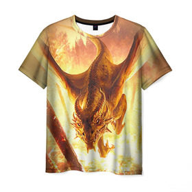 Мужская футболка 3D с принтом Дракон в Екатеринбурге, 100% полиэфир | прямой крой, круглый вырез горловины, длина до линии бедер | gwent | witcher | ведьмак | гвинт | геральт | дракон