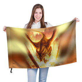 Флаг 3D с принтом Дракон в Екатеринбурге, 100% полиэстер | плотность ткани — 95 г/м2, размер — 67 х 109 см. Принт наносится с одной стороны | Тематика изображения на принте: gwent | witcher | ведьмак | гвинт | геральт | дракон