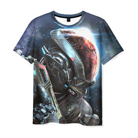 Мужская футболка 3D с принтом ME Andromeda 1 в Екатеринбурге, 100% полиэфир | прямой крой, круглый вырез горловины, длина до линии бедер | andromeda | effect | андромеда | массб эффект | эфект
