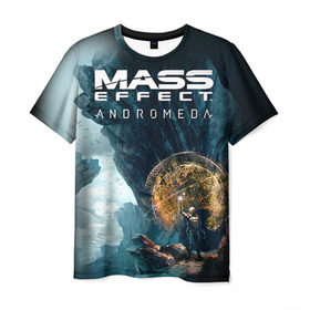 Мужская футболка 3D с принтом ME Andromeda 2 в Екатеринбурге, 100% полиэфир | прямой крой, круглый вырез горловины, длина до линии бедер | andromeda | effect | андромеда | массб эффект | эфект