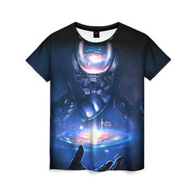 Женская футболка 3D с принтом ME Andromeda 3 в Екатеринбурге, 100% полиэфир ( синтетическое хлопкоподобное полотно) | прямой крой, круглый вырез горловины, длина до линии бедер | andromeda | effect | андромеда | массб эффект | эфект
