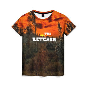 Женская футболка 3D с принтом Ведьмак в Екатеринбурге, 100% полиэфир ( синтетическое хлопкоподобное полотно) | прямой крой, круглый вырез горловины, длина до линии бедер | gwent | gwent: the witcher card game | witcher 3 | ведьмак | гвинт | геральд | огонь | пламя
