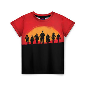 Детская футболка 3D с принтом Red Dead Redemption 2 в Екатеринбурге, 100% гипоаллергенный полиэфир | прямой крой, круглый вырез горловины, длина до линии бедер, чуть спущенное плечо, ткань немного тянется | Тематика изображения на принте: rdr | red dead redemption 2