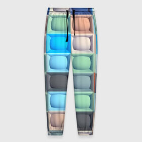 Мужские брюки 3D с принтом Квадратики в Екатеринбурге, 100% полиэстер | манжеты по низу, эластичный пояс регулируется шнурком, по бокам два кармана без застежек, внутренняя часть кармана из мелкой сетки | квадраты | текстуры | фигуры