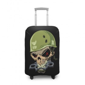 Чехол для чемодана 3D с принтом Dj Pirata в Екатеринбурге, 86% полиэфир, 14% спандекс | двустороннее нанесение принта, прорези для ручек и колес | el kaio  maxi gen | helmet | skull | диджей пирата | каска | музыка | техно | череп | шлем