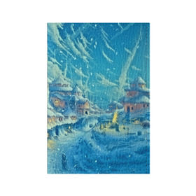 Обложка для паспорта матовая кожа с принтом Зимний городок в Екатеринбурге, натуральная матовая кожа | размер 19,3 х 13,7 см; прозрачные пластиковые крепления | ночь | пейзаж | снег