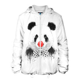 Мужская куртка 3D с принтом Панда в Екатеринбурге, ткань верха — 100% полиэстер, подклад — флис | прямой крой, подол и капюшон оформлены резинкой с фиксаторами, два кармана без застежек по бокам, один большой потайной карман на груди. Карман на груди застегивается на липучку | бант | китай | клоун | медведь | мишка | нос | панда