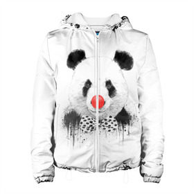 Женская куртка 3D с принтом Панда в Екатеринбурге, ткань верха — 100% полиэстер, подклад — флис | прямой крой, подол и капюшон оформлены резинкой с фиксаторами, два кармана без застежек по бокам, один большой потайной карман на груди. Карман на груди застегивается на липучку | бант | китай | клоун | медведь | мишка | нос | панда