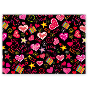Поздравительная открытка с принтом Love в Екатеринбурге, 100% бумага | плотность бумаги 280 г/м2, матовая, на обратной стороне линовка и место для марки
 | kiss | love | звезды | любовь | подарок | поцелуй | сердце | цветы