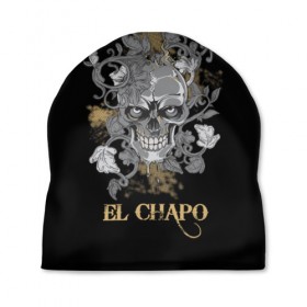 Шапка 3D с принтом El Chapo в Екатеринбурге, 100% полиэстер | универсальный размер, печать по всей поверхности изделия | el chapo | глаза | скелет | тату | цветы | череп