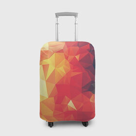 Чехол для чемодана 3D с принтом Низкополигональная текстура в Екатеринбурге, 86% полиэфир, 14% спандекс | двустороннее нанесение принта, прорези для ручек и колес | lowpoly | желтый красный | оранжевый | полигон | полигоны | текстура