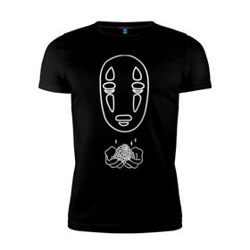 Мужская футболка премиум с принтом безликий в Екатеринбурге, 92% хлопок, 8% лайкра | приталенный силуэт, круглый вырез ворота, длина до линии бедра, короткий рукав | Тематика изображения на принте: anime | ghost | унесённые призраками