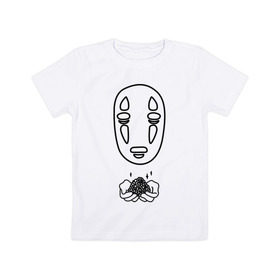Детская футболка хлопок с принтом безликий в Екатеринбурге, 100% хлопок | круглый вырез горловины, полуприлегающий силуэт, длина до линии бедер | anime | ghost | унесённые призраками