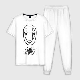 Мужская пижама хлопок с принтом безликий в Екатеринбурге, 100% хлопок | брюки и футболка прямого кроя, без карманов, на брюках мягкая резинка на поясе и по низу штанин
 | anime | ghost | унесённые призраками