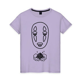 Женская футболка хлопок с принтом безликий в Екатеринбурге, 100% хлопок | прямой крой, круглый вырез горловины, длина до линии бедер, слегка спущенное плечо | anime | ghost | унесённые призраками