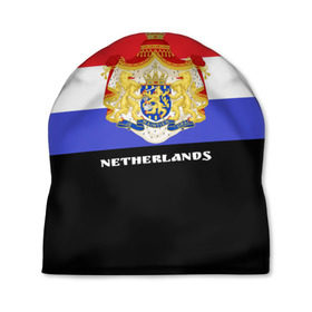 Шапка 3D с принтом Флаг и герб Нидерланды в Екатеринбурге, 100% полиэстер | универсальный размер, печать по всей поверхности изделия | амстердам | голландия | европа