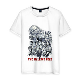 Мужская футболка хлопок с принтом The Walking Dead в Екатеринбурге, 100% хлопок | прямой крой, круглый вырез горловины, длина до линии бедер, слегка спущенное плечо. | 