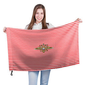 Флаг 3D с принтом Тельняшка ВВ и герб МВД в Екатеринбурге, 100% полиэстер | плотность ткани — 95 г/м2, размер — 67 х 109 см. Принт наносится с одной стороны | красный | мвд | омон | спецназ