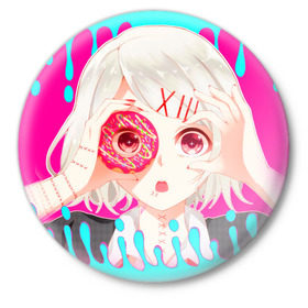 Значок с принтом Juuzou Suzuya в Екатеринбурге,  металл | круглая форма, металлическая застежка в виде булавки | anime | ghoul | tokyo | tokyo ghoul | гуль | джузо сузуя
