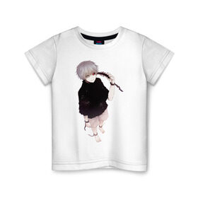 Детская футболка хлопок с принтом Канеки в Екатеринбурге, 100% хлопок | круглый вырез горловины, полуприлегающий силуэт, длина до линии бедер | tokyo ghoul | typical uta | канеки | конеки | токийский гуль | ута