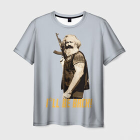 Мужская футболка 3D с принтом Карл Маркс в Екатеринбурге, 100% полиэфир | прямой крой, круглый вырез горловины, длина до линии бедер | карл | маркс | о.м.с.к. | революция | сссркапитал