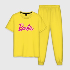 Мужская пижама хлопок с принтом Барби 3 в Екатеринбурге, 100% хлопок | брюки и футболка прямого кроя, без карманов, на брюках мягкая резинка на поясе и по низу штанин
 | Тематика изображения на принте: barbie | барби | девочка | девушка | кукла