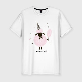 Мужская футболка премиум с принтом овца в Екатеринбурге, 92% хлопок, 8% лайкра | приталенный силуэт, круглый вырез ворота, длина до линии бедра, короткий рукав | my sweet day | барашек | сахарная вата | сладкая вата | хорошего дня