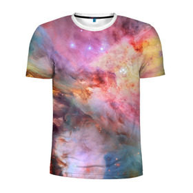 Мужская футболка 3D спортивная с принтом Светящаяся туманность в Екатеринбурге, 100% полиэстер с улучшенными характеристиками | приталенный силуэт, круглая горловина, широкие плечи, сужается к линии бедра | m 42 | вселенная | галактика | звезды | космос | свет | туманность ориона | цвет