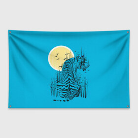 Флаг-баннер с принтом тигр в Екатеринбурге, 100% полиэстер | размер 67 х 109 см, плотность ткани — 95 г/м2; по краям флага есть четыре люверса для крепления | арт | бамбук | восток | графика | живопись | китай | луна | небо | ночь | полосы | птицы | рисунок | творчество | хищник | япония