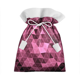 Подарочный 3D мешок с принтом Розовые треугольники в Екатеринбурге, 100% полиэстер | Размер: 29*39 см | Тематика изображения на принте: abstract | gray | lowpoly | polygon | triangle | абстракция | геометрия | полигоны | треугольники