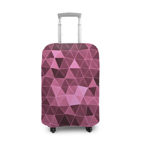 Чехол для чемодана 3D с принтом Розовые треугольники в Екатеринбурге, 86% полиэфир, 14% спандекс | двустороннее нанесение принта, прорези для ручек и колес | abstract | gray | lowpoly | polygon | triangle | абстракция | геометрия | полигоны | треугольники