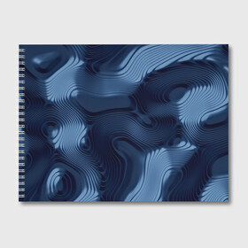 Альбом для рисования с принтом Lullaby blue в Екатеринбурге, 100% бумага
 | матовая бумага, плотность 200 мг. | Тематика изображения на принте: волны | синий | темный