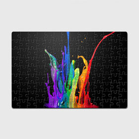 Пазл магнитный 126 элементов с принтом Краски в Екатеринбурге, полимерный материал с магнитным слоем | 126 деталей, размер изделия —  180*270 мм | Тематика изображения на принте: background | black | bright | paint | rainbow | spectrum | splash | spray | брызги | всплеск | краски | радуга | спектр | фон | черный | яркие