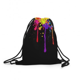 Рюкзак-мешок 3D с принтом Краски в Екатеринбурге, 100% полиэстер | плотность ткани — 200 г/м2, размер — 35 х 45 см; лямки — толстые шнурки, застежка на шнуровке, без карманов и подкладки | брызги | капли | кляксы | краски | спектр | яркие