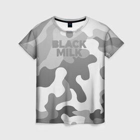 Женская футболка 3D с принтом Black Milk Серый Камуфляж в Екатеринбурге, 100% полиэфир ( синтетическое хлопкоподобное полотно) | прямой крой, круглый вырез горловины, длина до линии бедер | black milk | camo | camouflage | gray | pattern | камо | кмуфляж | серый | узор | черное молоко