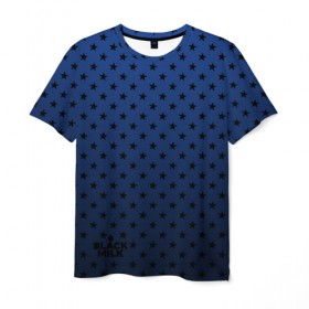 Мужская футболка 3D с принтом Black Milk Blue Stars в Екатеринбурге, 100% полиэфир | прямой крой, круглый вырез горловины, длина до линии бедер | Тематика изображения на принте: blue | star | stars | звёздная | звезды | синие звезды