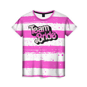 Женская футболка 3D с принтом Team Bride Барби в Екатеринбурге, 100% полиэфир ( синтетическое хлопкоподобное полотно) | прямой крой, круглый вырез горловины, длина до линии бедер | badgirl | barbie | beach party | beaches | bride | crew | girl | girlfriends | henparty | pink | power | princess | real girls | superbride | team | девичник | для влюбленных | для подруг | замуж | море | невеста | отдых | пляж | пляжная вечеринка | подру