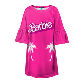 Детское платье 3D с принтом Barbie пальмы в Екатеринбурге, 100% полиэстер | прямой силуэт, чуть расширенный к низу. Круглая горловина, на рукавах — воланы | Тематика изображения на принте: badgirl | barbie | beach party | beaches | bride | crew | girl | girlfriends | henparty | pink | power | princess | real girls | superbride | team | девичник | для влюбленных | для подруг | замуж | море | невеста | отдых | пляж | пляжная вечеринка | подру