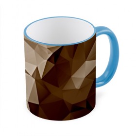 Кружка 3D с принтом Brown geometry в Екатеринбурге, керамика | ёмкость 330 мл | abstraction | геометрия | грани | полигоны | текстура | треугольники
