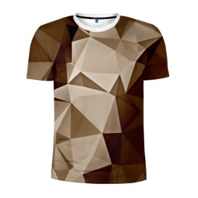 Мужская футболка 3D спортивная с принтом Brown geometry в Екатеринбурге, 100% полиэстер с улучшенными характеристиками | приталенный силуэт, круглая горловина, широкие плечи, сужается к линии бедра | abstraction | геометрия | грани | полигоны | текстура | треугольники