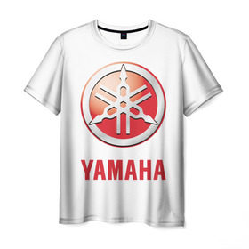 Мужская футболка 3D с принтом Yamaha в Екатеринбурге, 100% полиэфир | прямой крой, круглый вырез горловины, длина до линии бедер | brand | car | japanese | logo | motorcycle | sign | yamaha | автомобиль | знак | логотип | марка | мотоцикл | ямаха | японская